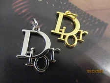 DIOR 2 ZIP PULL charm 24x22MM SILVER , GOLD tone, LOT  2