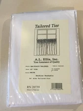 A.L. Ellis 504 Stacey Tailored White Tier Curtains 56"Wx 45"L Pair RN 20739
