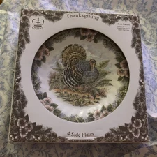 Queen's Myott Factory 8" Side Plates THANKSGIVING Set of 4 NEW IN BOX