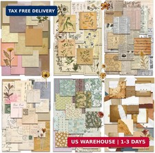 450PCS Vintage Scrapbook Supplies Kit Junk Journal Flowers Craft Paper Set