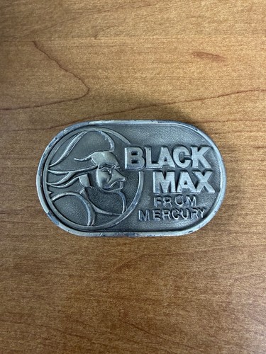 Black Max Belt Buckle Silver Tone Metal Vintage 1980s USA Made