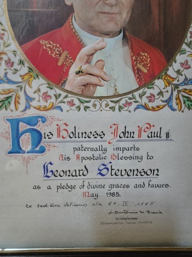 Holiness John Paul II Apostolic Blessing. Memorabilia. Sealed 1985. In Frame. - Picture 7 of 12