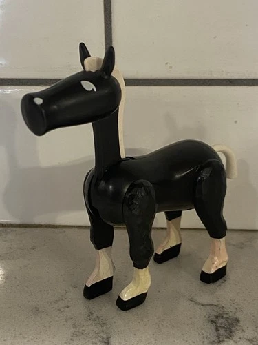 Vintage Fisher-Price Little People Western Town 934 Black Horse 201