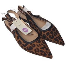 A New Day Slingback Flats Womens 6.5 Leopard Print Pointed Toe Ballet Shoes NWT