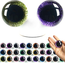 Sparkling 40mm Centered Glitter Safety Eyes, 20 pcs 10 Colors 3D Well-Centered P