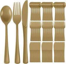 Plastic Silverware 150 PCS Heavy Duty Utensils Gold Party Wedding
