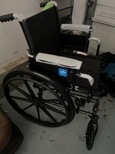 Medline Manual Wheelchair, Black, Padded Armrest, Manual Power, 4 Wheels