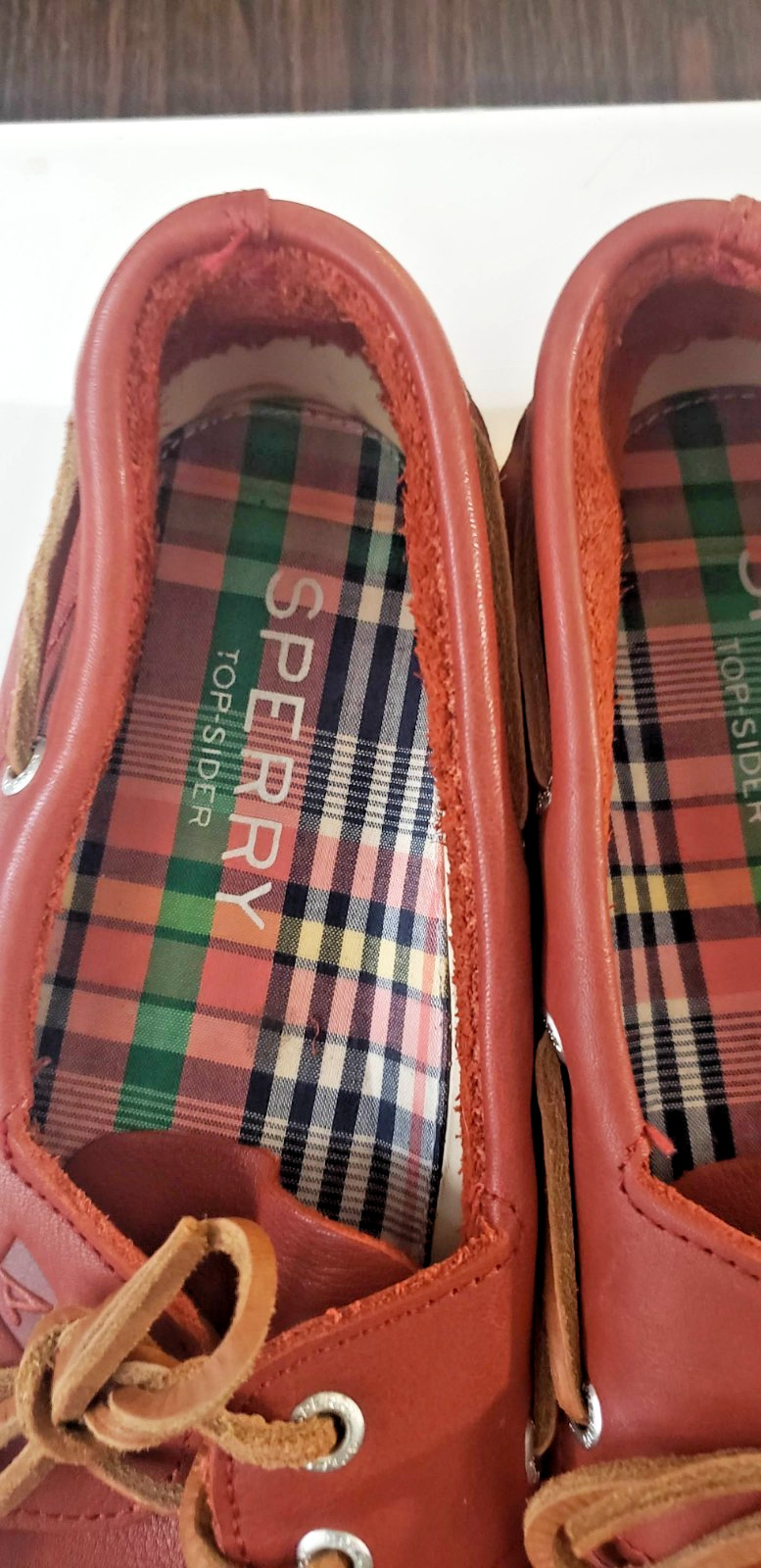 NIB Sperry Top Sider Mens Original 2-Eye Whisper RED Boat Shoe Leather 9.5 M