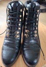 Next Black Forever Comfort Heeled Hiker Boots, Size 8 UK (EU 42). 