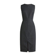 NWT J.Crew Petite High-neck Sheath in Black Stretch Linen Blend Dress 8P