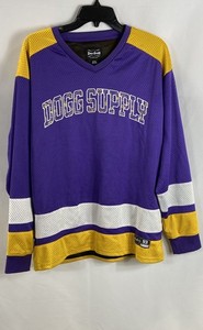 Dogg Supply Men's Hockey Jersey Purple Yellow Paisley 93 Mesh Colorblock Sz S