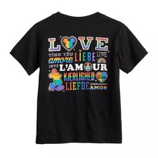 Disney Pride Collection Kids "Love" Multi-Language Black Tee Size Small 7-8
