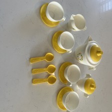 Vintage 1982 Fisher Price Yellow and White Tea Set 681
