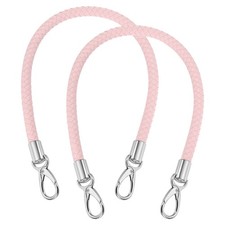 2Pcs 55cm 21.7" Braided Purse Strap Leather Light Pink Silver White Buckle 