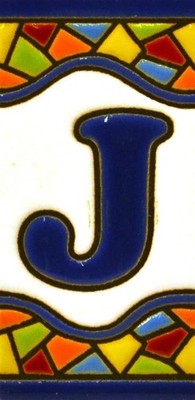 House Letter Tile, Ceramic, Single-Letter-Tile, Handpainted, Traditional Arti...