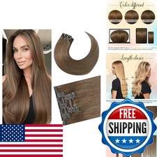 Newfeeling 15 Inch 75g Straight Human Hair Extensions 6 Chestnut Brown