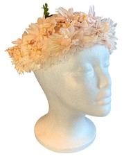 Vintage Ladies Pink Daisy Floral Fascinator Hat 22" Large  Small Flowers