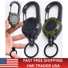 1pc Retractable Heavy Duty Pull Reel Keychain with Steel Wire Rope Carabiner