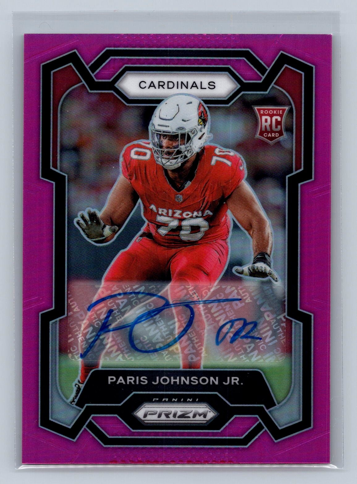 2023 Prizm Paris Johnson Jr. #304 Rookie Autographs Prizm Pink Arizona Cardinals