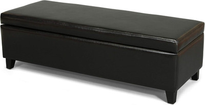 Christopher Knight Home Black Bonded Leather Storage Ottoman Bench