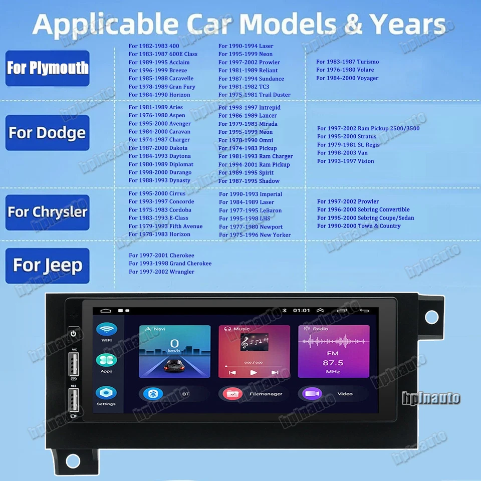 64G Android14 CarPlay Car Stereo Radio GPS For 1990-2000 Chrysler Town & Country - Image 4 of 4