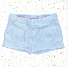 Abercrombie Girls Chino Shorts White Cotton Canvas Size 12 Flat Front Pockets