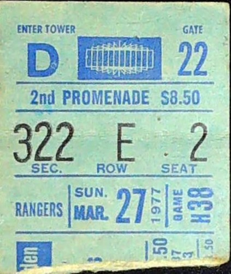 #ad #ad Rangers Blackhawks NHL Hockey Ticket Stub MSG Failed To Make Playoffs 3 27 1977 $55.00