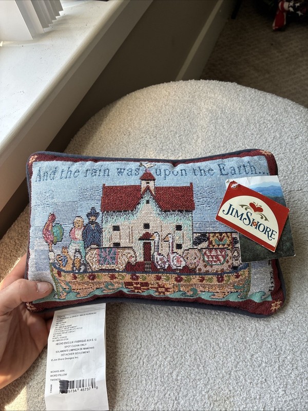 Jim Shore Couch Pillow "And The Rain Was Upon The Earth"