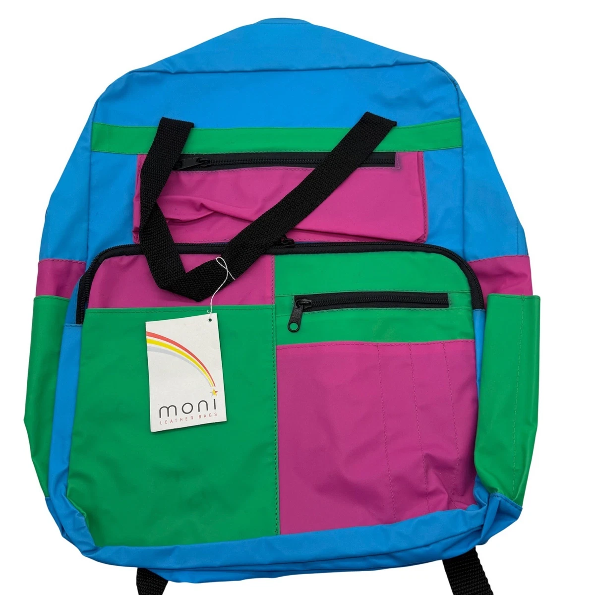 Vintage Mischief Makers Purple Teal Colorblock Nylon Backpack 90s Retro Bag 90s Colorblock Bag - Etsy main image 2