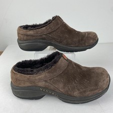 Merrell Womens 6 Primo Chill Slide Chocolate Brown Suede Leather Slip On Shoe