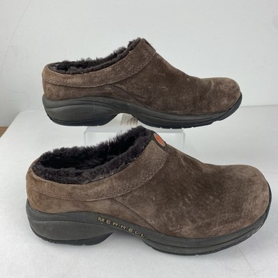 Merrell Womens 6 Primo Chill Slide Chocolate Brown Suede Leather Slip On Shoe