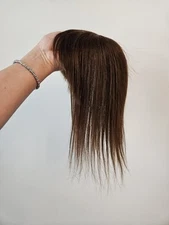 NEW HUMAN HAIR BANGS BROWN HAIR TOPPER CLIP IN 