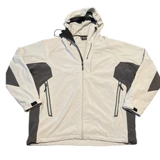 Solaris Mens XL Hooded Full Zip Jacket Light Gray Charcoal Accents Activewear