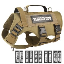 Tactical Service Dog Vest Harness for Large Dogs, No Pull Heavy Duty with 10 Pat