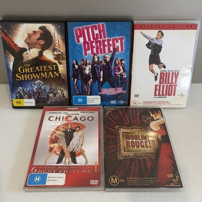 Musical Movie DVD Bundle Greatest Showman Chicago Moulin Rouge Pitch Perfect