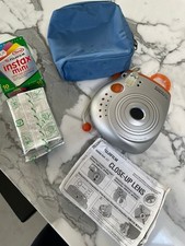 INSTAX MINI 20 SILVER INSTANT CAMERA VINTAGE FILM EXCELLENT POLAROID W/CASE