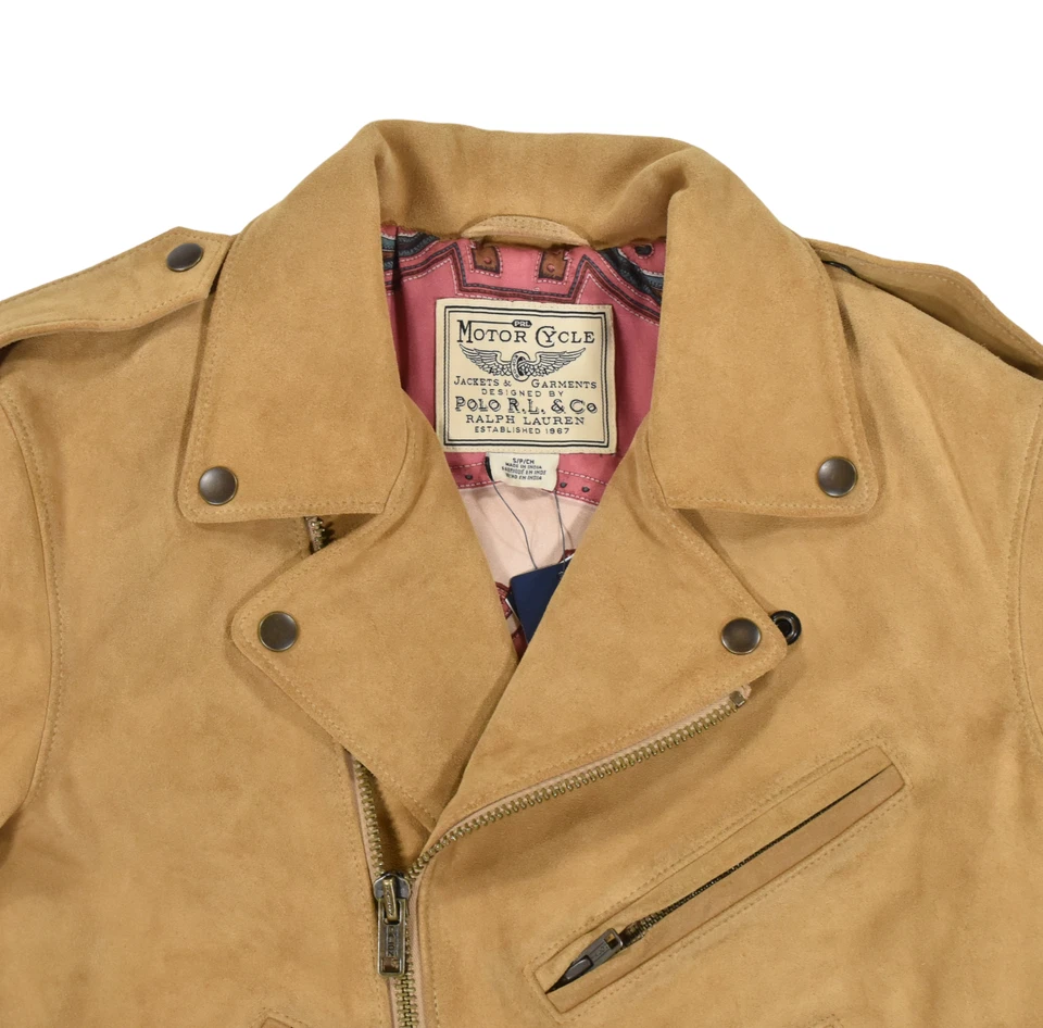 Women's Polo Ralph Lauren Suede Leather Belted Moto Biker Jacket S New $998 - Image 4 of 4