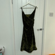 Rosebanks Women’s Green Velvet Dress Size S NWT Strappy Wrap Front Knee Length