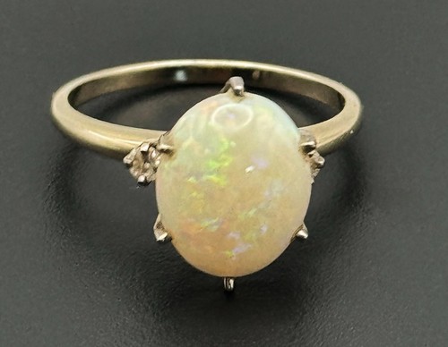 Vintage 14k Champagne Gold Ring w Opal Cabochon Sz.8.25 (NeW) - Picture 9 of 9