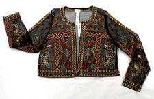 Chico's Sheer Embroidered Luxe Bolero Open Jacket Chicos Size 1 US M 8-10