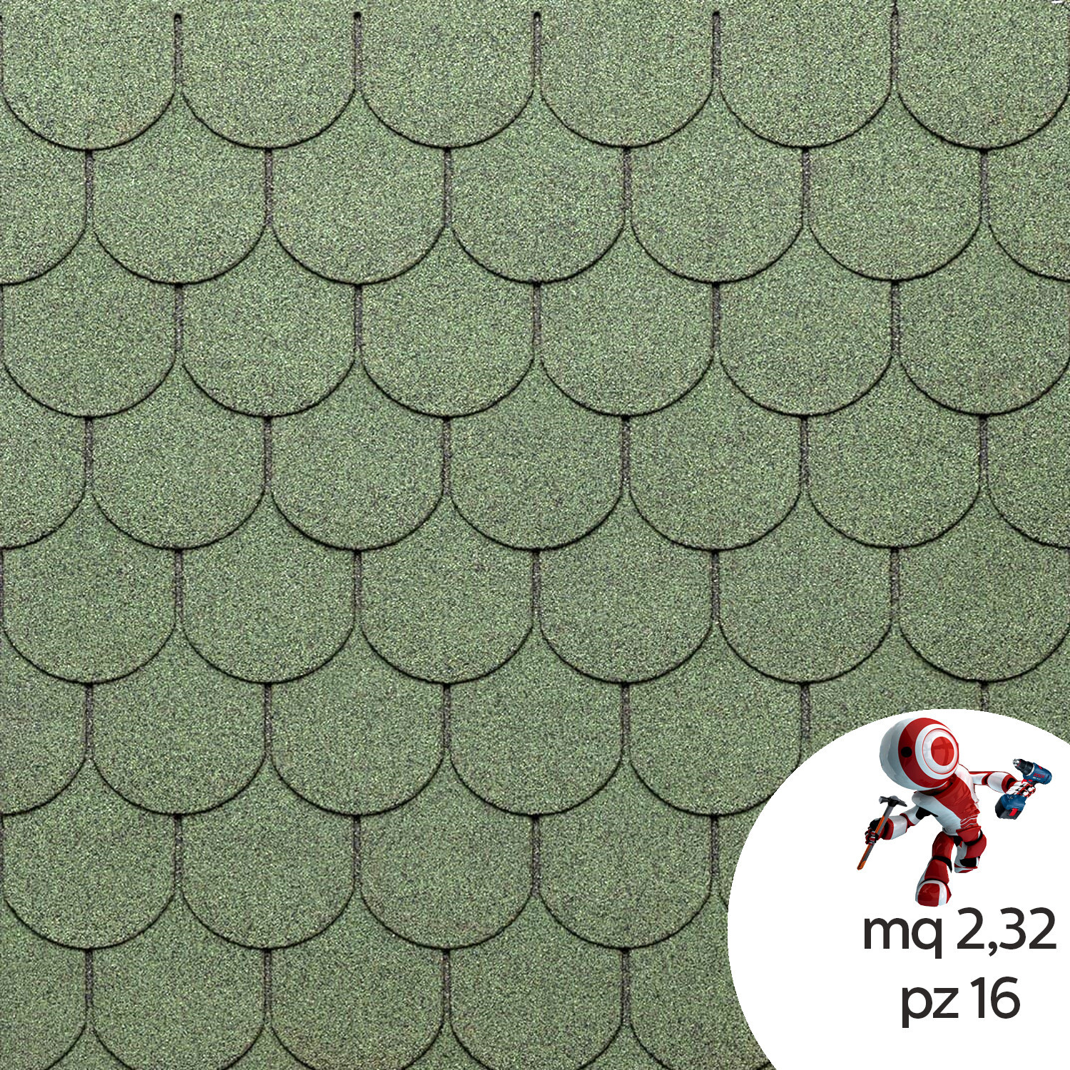 Tegola Canadese Eco-Roof Tonda Verde 2,32Mq Tegole Canadesi Originali