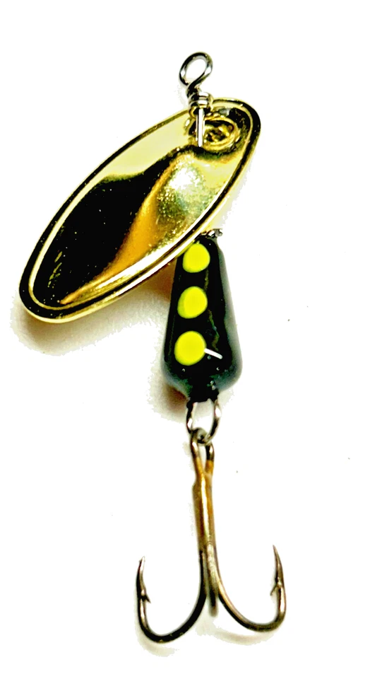 Señuelo de trucha spinners de pesca de la mejor calidad 1/4 OZ hecho en Estados Unidos puntos negros amarillos Foto 2 de 3