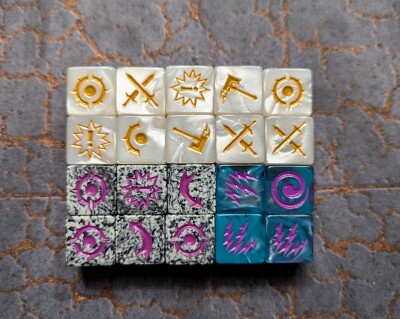 Warhammer Underworlds PearL, Marble, Aqua 20 16mm Square Edge Dice OOP