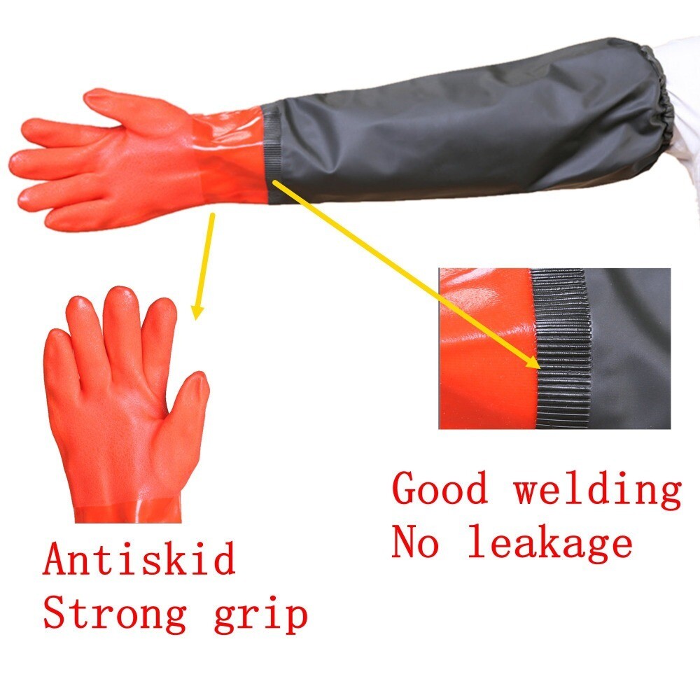 1Pair Pvc Decoy Gloves Red. Long Waterproof Gloves Fishery Capture eBay