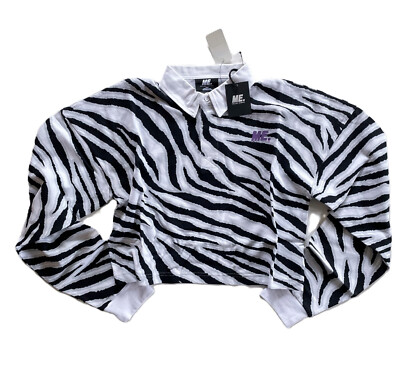 Melody Ehsani Zebra Rugby Shirt Hemd Longsleeve Damen Women Schwarz Weiß | S