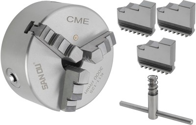 CME 5'' 3-Jaw Self-Centering (Scroll) Lathe Chuck, Plain (Flat) Back, Includes...