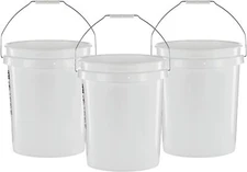 United Solutions 5 Gallon Bucket - 3 Pack, White, Heavy Duty BPA-Free White 