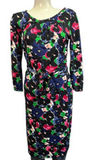 TALBOTS $129 Slinky Stretch Floral Bow Belted Casual Dress Size XS
