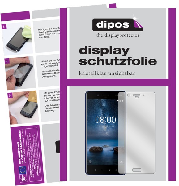 2X Schutzfolie FüR Nokia 8 Klar Displayschutzfolie Folie Display Schutz Dipos-image