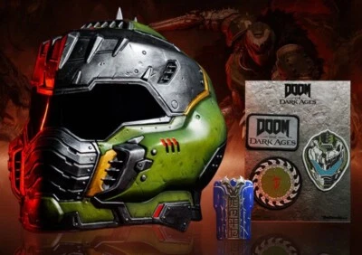 BETHESDA Doom The Dark Ages Doom Slayer Wearable Helmet LED Bundle + Keycard x3 Patches